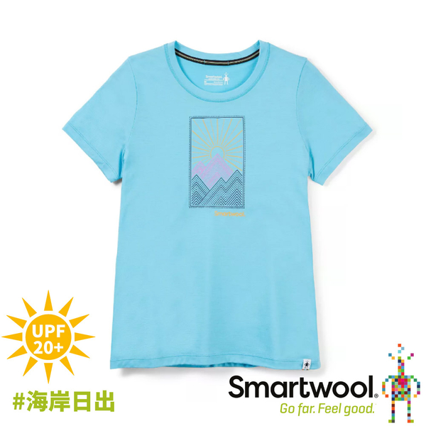 【SmartWool 美國 女 Merino Sport 150塗鴉短袖T恤《海岸日出/海洋藍》】SW016600/短T