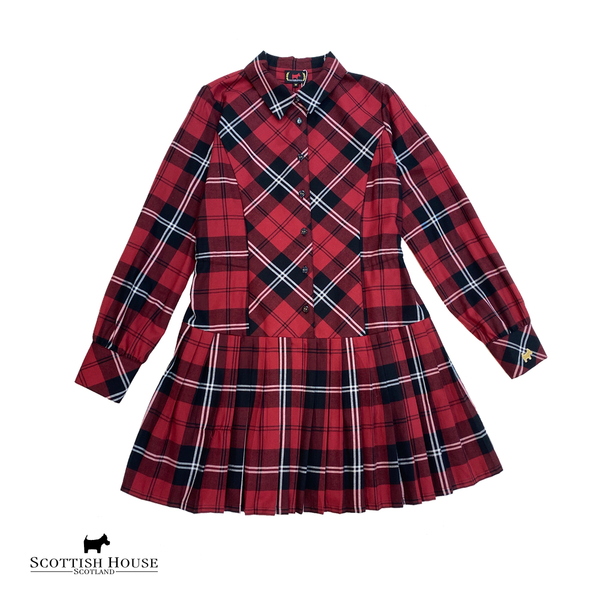 【Scottish House】 (紅黑格)經典格紋長版襯衫 (AP3106)