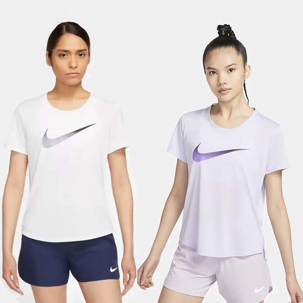 Nike 女短袖上衣 排汗 白/紫【運動世界】DX1026-100/DX1026-536 product thumbnail 2