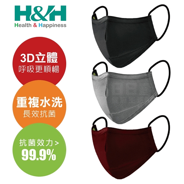 h&h 奈米鋅口罩 3d立體口罩 (重複水洗 台灣製)