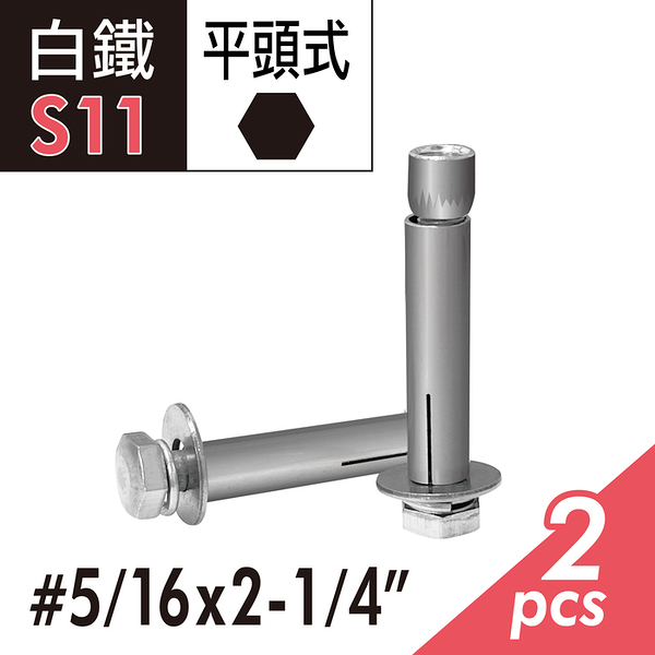 204白鐵平頭壁虎 5/16&quot;x2-1/4&quot;平頭膨脹螺絲 六角頭壁虎