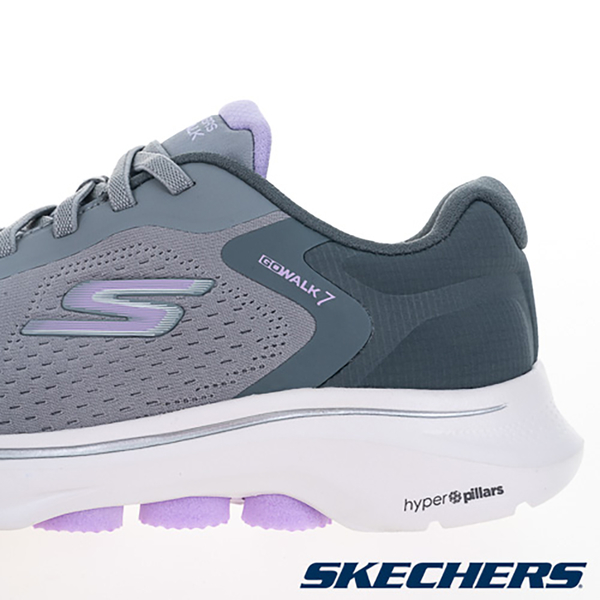 Skechers 女鞋 健走鞋 寬楦 避震 緩衝 GO WALK 7 灰紫【運動世界】125215WGYLV product thumbnail 7
