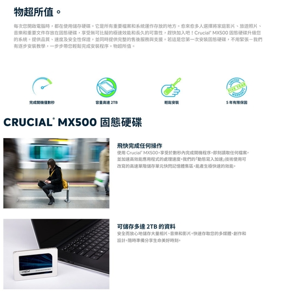 【外包裝受損】 美光Micron Crucial MX500 250G SSD SATAⅢ 固態硬碟 2.5 product thumbnail 2