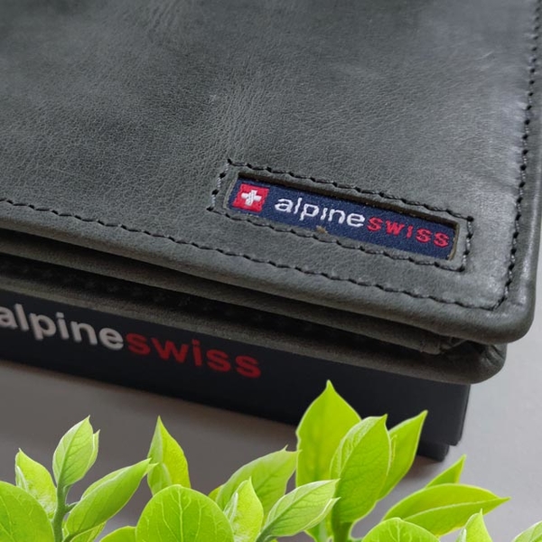 【ALPINE SWISS】瑞士+ 男皮夾 短夾 麂皮 雙鈔夾 品牌盒裝／仿舊灰 product thumbnail 5