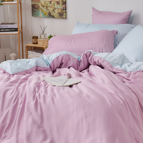 戀家小舖 永恆系列-霧光紫 雙人加大床包 60支天絲 三件組含兩件枕套 台灣製