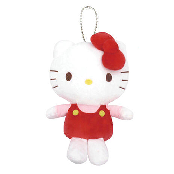 小禮堂 Hello Kitty 絨毛玩偶收納吊飾 (蝴蝶結款) 4990270-139400