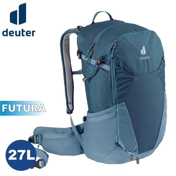 【Deuter 德國 FUTURA 27L 透氣網架背包《深藍/水藍》】3400321/輕量登山包/自行車背包/健行包