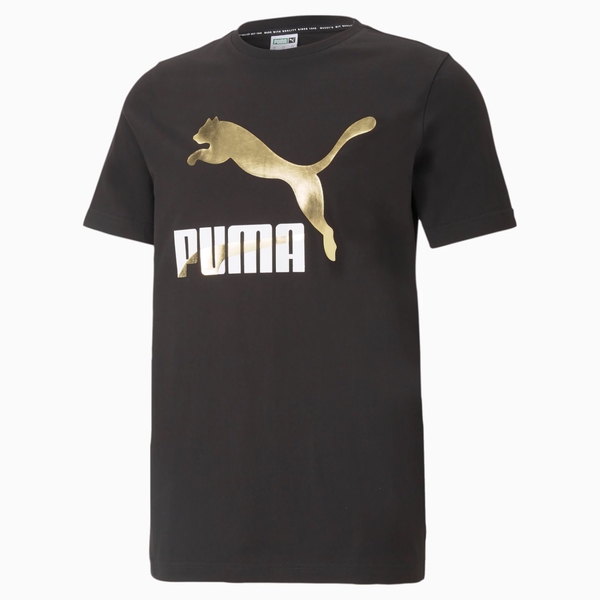 PUMA Classics 男裝 短袖 純棉 休閒 大跳豹 印花 黑金 歐規【運動世界】53008901