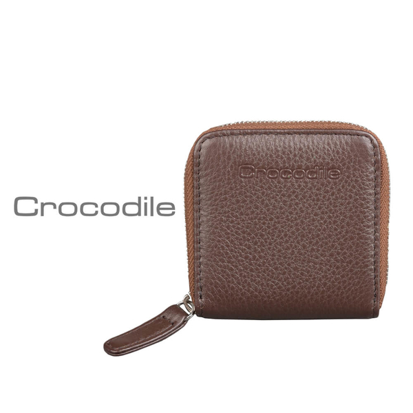 【Crocodile 鱷魚皮件】荔紋系列Easy輕巧方形零錢包-0103-08001-咖啡色