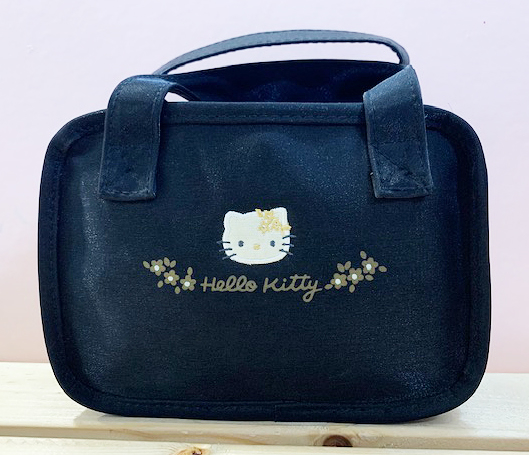 【震撼精品百貨】Hello Kitty 凱蒂貓~日本SANRIO三麗鷗KITTY手提收納包/化妝包-黑金*79241