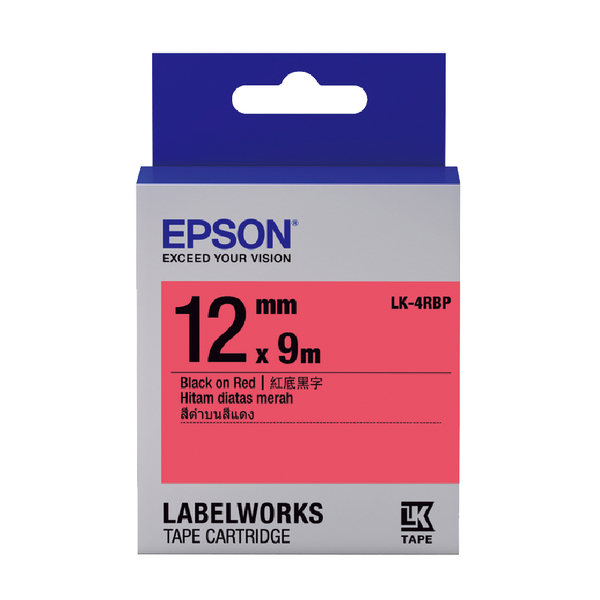 EPSON LK-4RBP C53S654403 粉彩系列紅底黑字標籤帶 寬度12mm product thumbnail 2