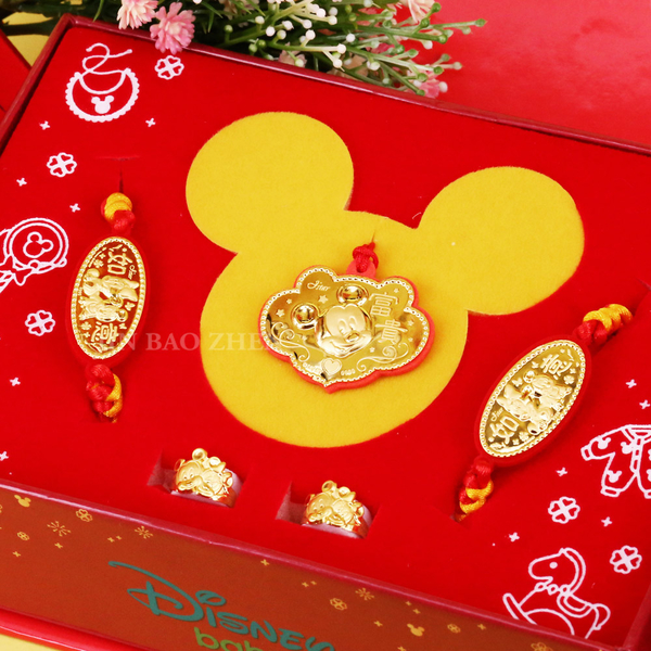 迪士尼系列金飾-彌月金飾禮盒-富貴米奇款(0.30錢)