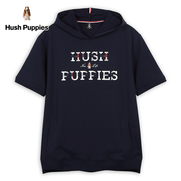 Hush Puppies 帽T 男裝經典格紋矽膠英文刺繡狗短袖帽T product thumbnail 4