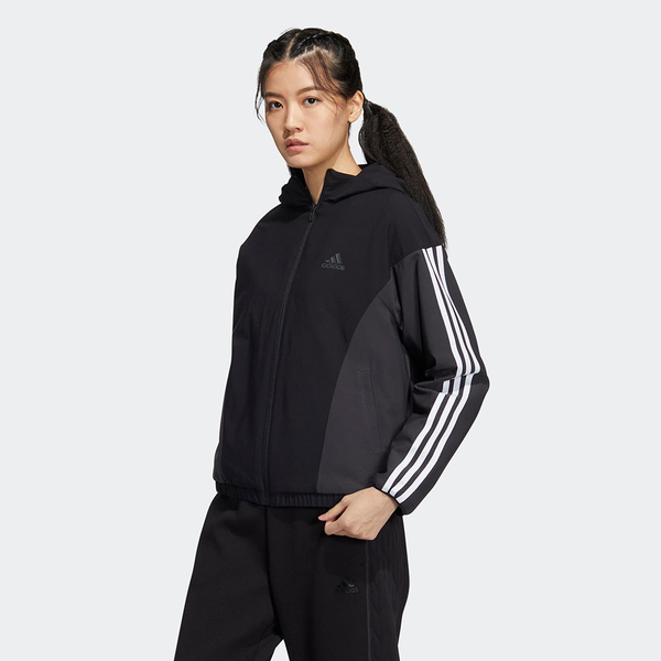 Adidas 女連帽外套 Woven Jacket 休閒 口袋 黑/白/米【運動世界】HY2874/HY2875/HY2881 product thumbnail 4