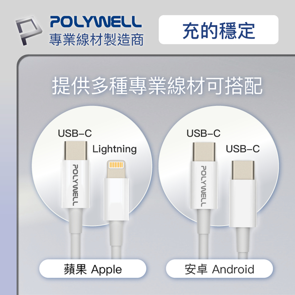 POLYWELL PD雙孔快充頭 20W Type-C+USB-A 雙孔充電頭 充電器 豆腐頭 適用於蘋果iPhone 寶利威爾 product thumbnail 8