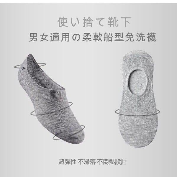 貼身寶貝 免洗船型襪男女適用黑色(5雙/包) product thumbnail 6