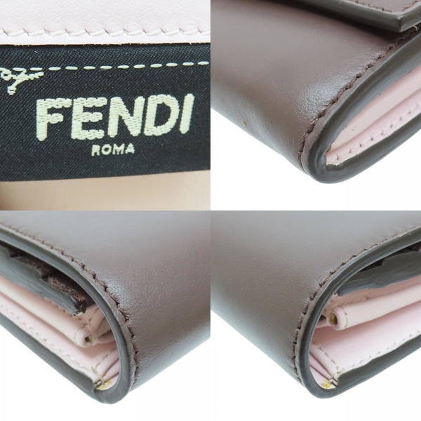 【二手名牌BRAND OFF】FENDI 芬迪 棕色 小牛皮 Peekaboo 扣式長夾 8M0377 product thumbnail 8