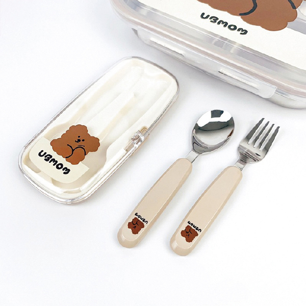 韓國 UBMOM 可可狗不鏽鋼餐具組-附收納盒|兒童餐具|湯匙|叉子|湯叉組 product thumbnail 4