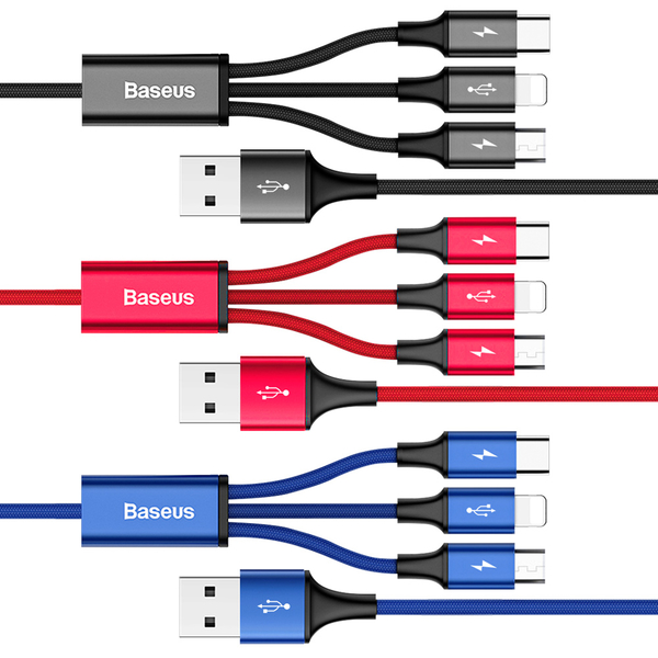 Baseus倍思 極速系列 3.5A一拖三數據線 Type-C+Lightning+Micro-1.2米(台灣版) product thumbnail 2