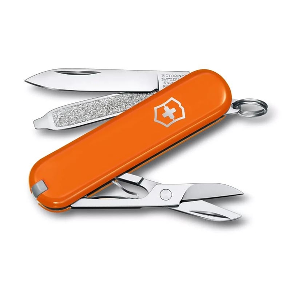 【Victorinox 瑞士維氏】瑞士刀CLASSIC SD 小型袋裝刀 7用刀-MangoTango橘(0.6223.83G)