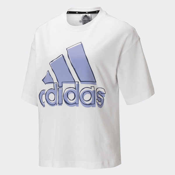 Adidas LOGO 女裝 短袖 T恤 休閒 寬鬆 純棉 白【運動世界】HB5100