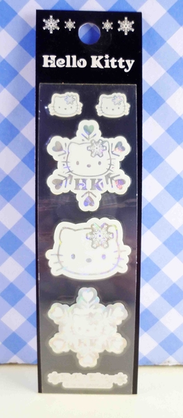 【震撼精品百貨】Hello Kitty 凱蒂貓~KITTY貼紙-閃光貼紙(長條)-白雪花(大)