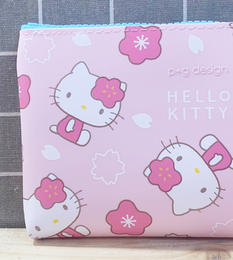 【震撼精品百貨】Hello Kitty 凱蒂貓~Hello Kitty日本SANRIO三麗鷗KITTY化妝包/筆袋-矽膠櫻花粉*78116 product thumbnail 2