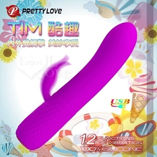 按摩器 自慰棒 情趣用品 買送潤滑液 Pretty Love Tim 酷趣 USB充電12段頻強力震動棒