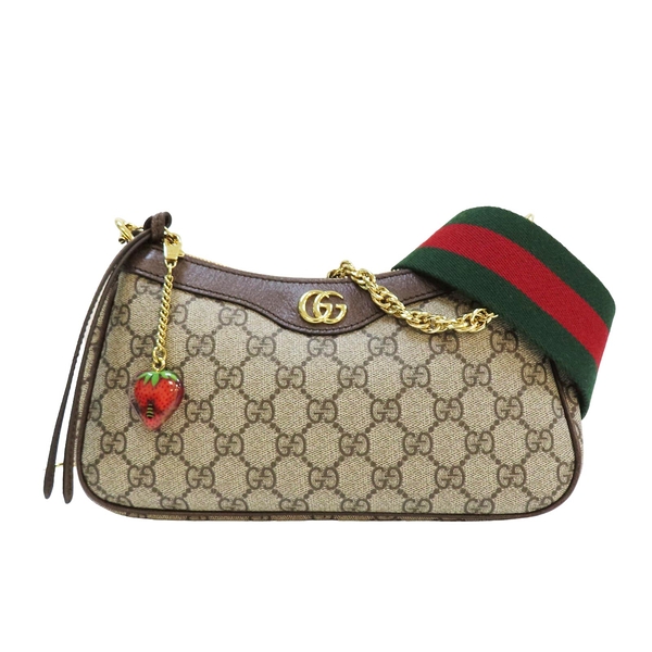 【二手名牌BRAND OFF】GUCCI古馳 棕色 塗層帆布 GG Supreme Ophidia 兩用包 735132