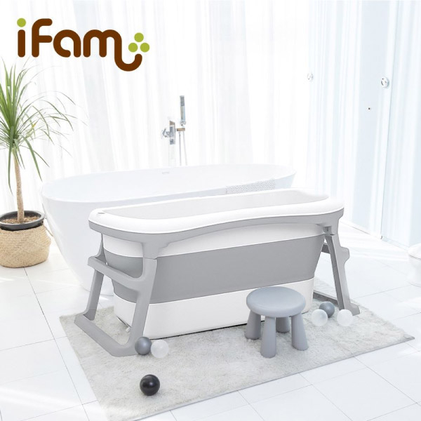 韓國 IFAM 豪華親子摺疊浴缸|摺疊浴盆-灰白 product thumbnail 2
