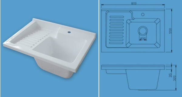 【麗室衛浴】80CM壓克力洗衣槽DY-S8003+發泡板防水浴櫃 也可以當寵物洗澡盆 80*55*H90CM含鋁腳高度