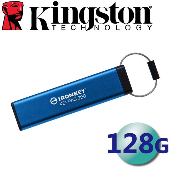 Kingston 金士頓 128G USB3.2 IKKP200 數字鍵加密 隨身碟 128GB