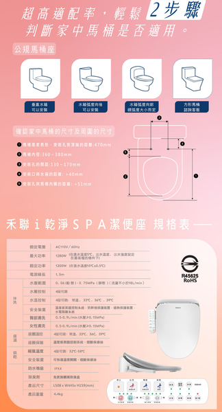 HERAN 禾聯 HTS-12TJ010(S) 瞬熱式溫水洗淨便座 馬桶座 免治馬桶座 順熱式 抗菌噴頭 product thumbnail 2