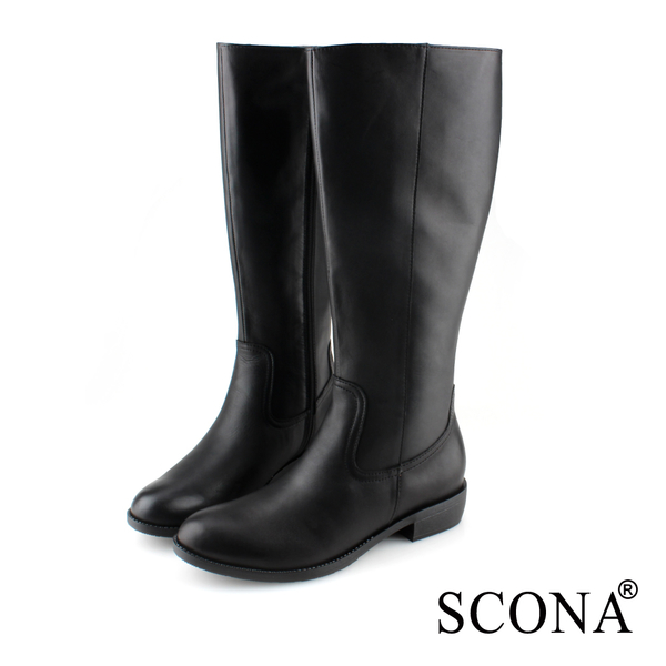 SCONA 蘇格南 全真皮 經典簡約率性長靴 黑色 8784-1