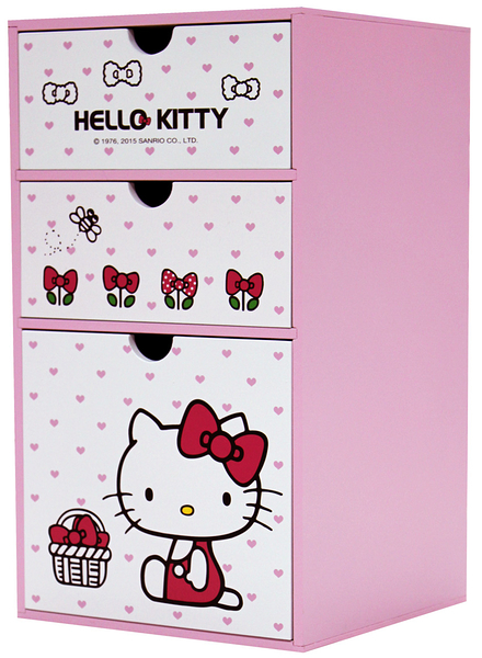 【震撼精品百貨】Hello Kitty_凱蒂貓~HELLO KITTY直式三抽置物盒#52508