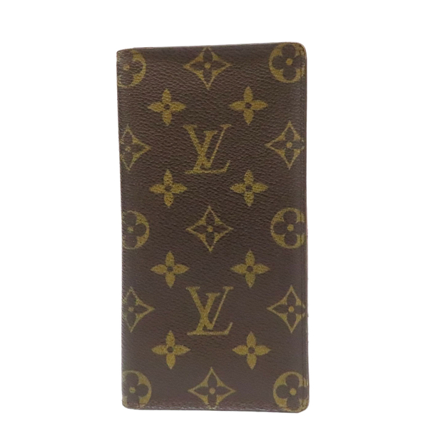 【二手名牌BRAND OFF】LOUIS VUITTON LV 路易威登 棕色 原花 PVC塗層帆布 雙折長夾 M60825