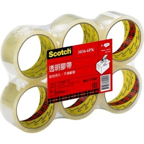 3M 透明OPP膠帶3036-6 (48mm*90Y) (6入)