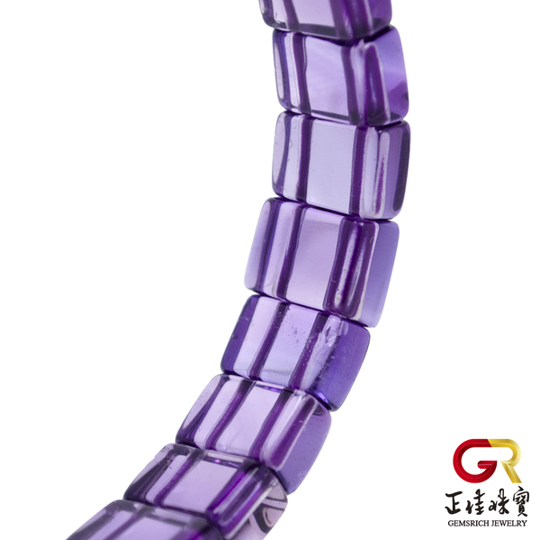 紫水晶 冰種方牌紫晶手排 7x10mm 紫水晶手排 日本彈力繩 product thumbnail 4