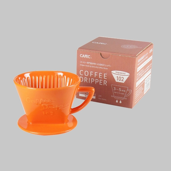 日本CAFEC 扇形陶瓷濾杯1-4杯-橘色《WUZ屋子》扇形 陶瓷 濾杯 咖啡濾杯 咖啡