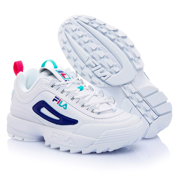 FILA DISRUPTOR II 女鞋 老爹鞋 鋸齒鞋 休閒 厚底 增高 皮革 白【運動世界】5-C113T-169