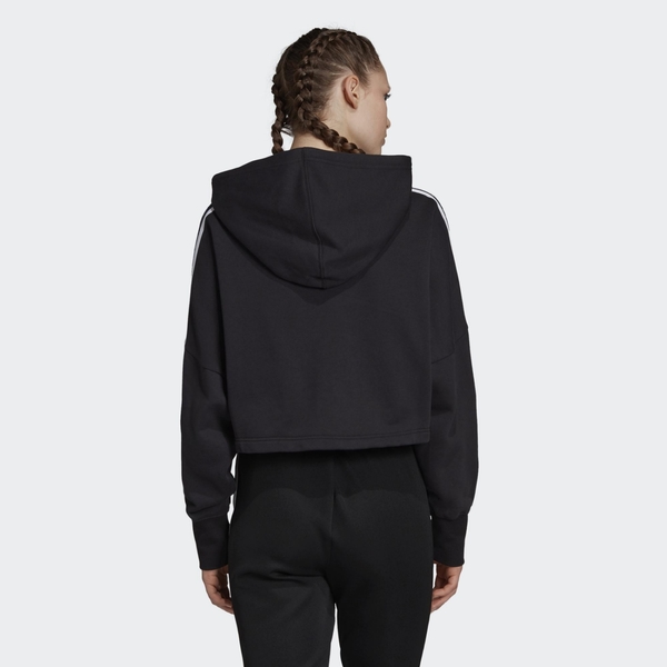 ADIDAS ORIGINALS CROPPED HOOD 女三線款黑色短版帽T ED7554 product thumbnail 5