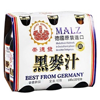 崇德發 天然黑麥汁 玻璃瓶 330ml (6入)/組【康鄰超市】