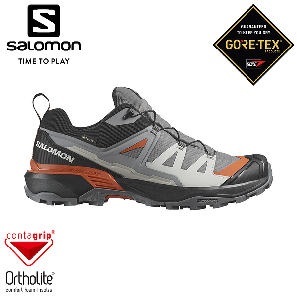 【SALOMON 索羅門 男 X ULTRA 360 GTX 低筒登山鞋《靜灰/黑/尋香棕》】474535/健行鞋