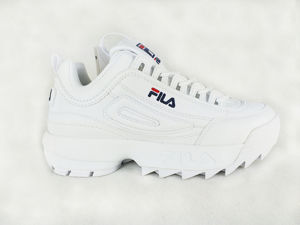 FILA DISRUPTOR II女款全白皮革老爹鞋-NO 