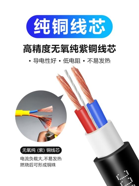 純銅電纜線戶外電源線2芯電線軟線家用電線插頭帶線2.5平方護套線