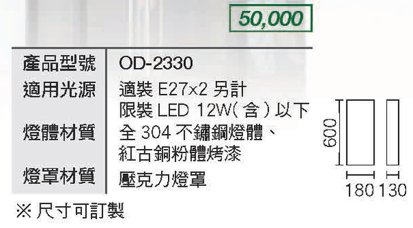 【燈王的店】舞光 工程燈 戶外燈具 戶外壁燈 走道燈 路燈 庭園燈 OD-2330 product thumbnail 2