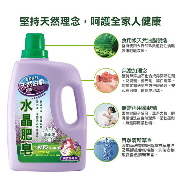 (任選)南僑水晶肥皂液體洗衣精補充包 1600ml*6入/箱-贈差旅皂組*3塊(檸檬香茅/櫻花百合/薰衣馬鞭草)