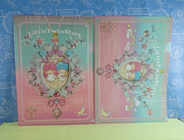 【震撼精品百貨】Little Twin Stars KiKi&LaLa 雙子星小天使~A4分頁夾_貼鑽