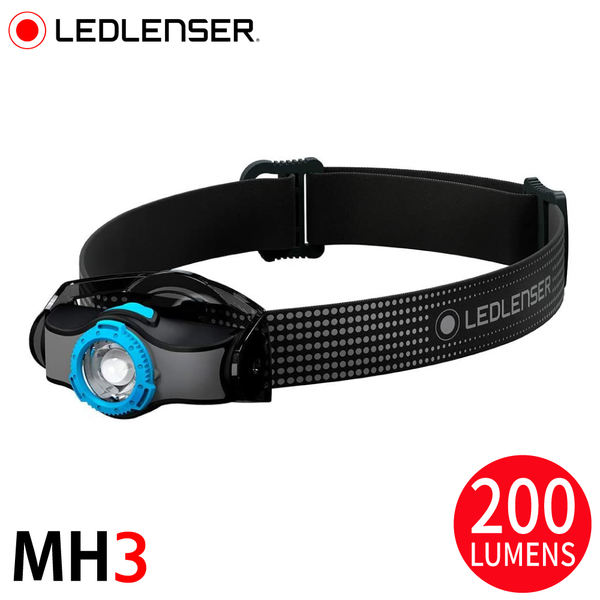 【LED LENSER 德國 MH3 專業伸縮調焦頭燈 200流明《藍》】502150/頭頂燈/登山露營/救難/手電筒