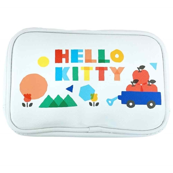 小禮堂 Hello Kitty x Mimmy 皮質方形拉鍊化妝包 (白房屋款) 5711299-201843 product thumbnail 2